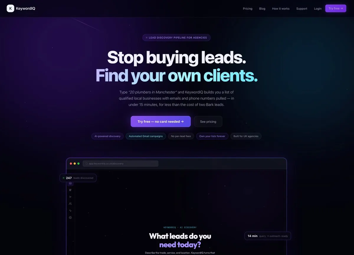 KeywordIQ website by Click Converters