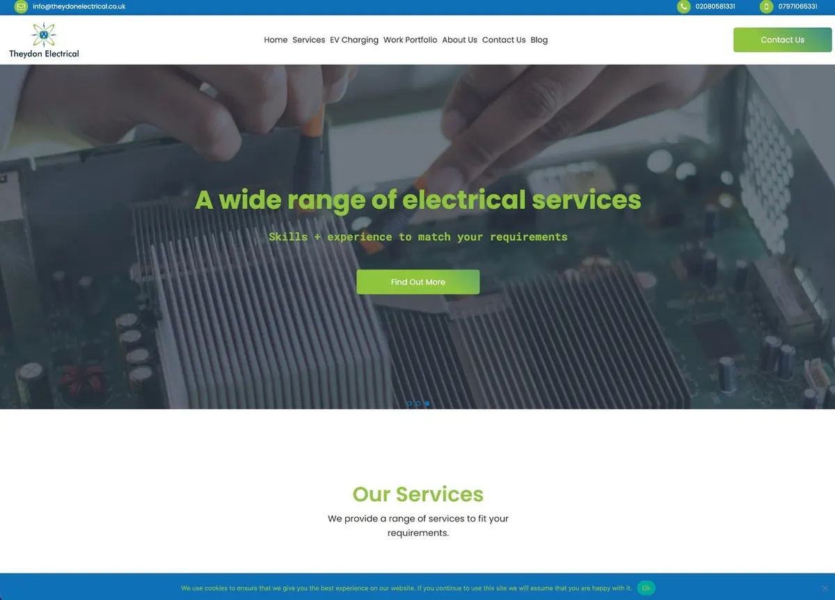 Theydon Electrical website by Click Converters