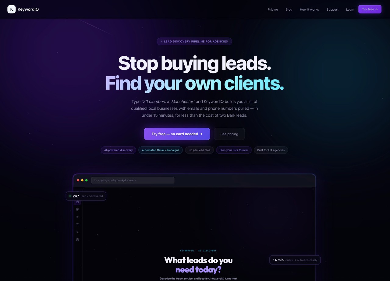 keywordiq.co.uk website screenshot